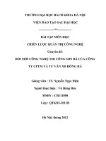 BÀI TẬP MÔN HỌC CHIẾN LƯỢC QUẢN TRỊ CÔNG NGHỆ Chuyên đề: ĐỔI MỚI CÔNG NGHỆ THI CÔNG SƠN BẢ CỦA CÔNG  TY CPTM VÀ TƯ VẤN XD HỒNG HÀ