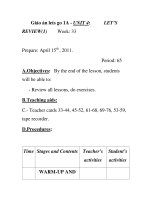 Giáo án lets go 1A - UNIT 4: REVIEW(1) Week: 33 LET’S pptx