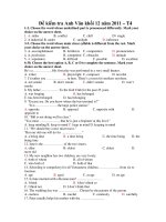Đề kiểm tra Anh Văn khối 12 năm 2011 – T4 pot