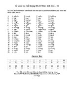 Đề kiểm tra chất lượng HK II Môn: Anh Văn – N4 potx