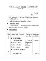 Giáo án lets go 1 - UNIT 2: LET’S LEARN Week: 09 ppsx