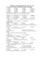 Đề kiểm tra chất lượng HKI Môn: Anh Văn – T6 pdf