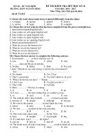 ĐỀ THI KIỂM TRA HẾT HỌC KỲ II NĂM HỌC 2010 – 2011 Môn: Tiếng Anh - Mã đề: TA312 pdf