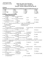 KIỂM TRA HỌC KÌ II (2010-2011) Môn: TIẾNG ANH 12 – Mã đề: 458 ppsx