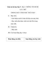 Giáo án tin học lớp 5 - Bài 2: THÔNG TIN ĐƯỢC LƯU TRỮ TRONG MÁY TÍNH NHƯ THẾ NÀO? pps