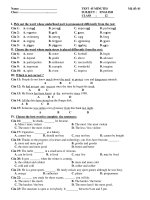 TEST 45 MINUTES SUBJECT ENGLISH CLASS 12 Mã đề: 01 pptx