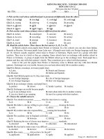 KIỂM TRA HỌC KÌ II – NĂM HỌC 2010-2011 MÔN ANH VĂN 12 doc