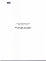 công ty cổ phần chứng khoán thành phố HCM báo cáo tài chính cho năm tài chính kết thúc 31 tháng 12 năm 2007