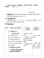 Giáo án lets go 1 - UNIT 3: LET’S LEARN SOME MORE Week: 23 Period: 46 pot