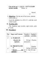 Gáo án lets go 1 - UNIT 2: LET’S LEARN SOME MORE Week: 14 Period: 27 pps