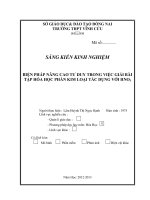 skkn biện pháp nâng cao tư duy trong việc giải bài tập hóa học phần kim loại tác dụng với hno3