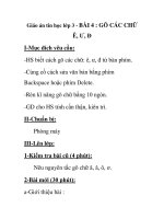 Giáo án tin học lớp 3 - BÀI 4 : GÕ CÁC CHỮ Ê, Ư, Đ I-Mục đích yêu cầu: -HS pot