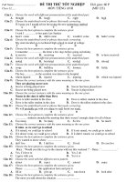 ĐỀ THI THỬ TỐT NGHIỆP MÔN: TIẾNG ANH (MĐ 123) pdf
