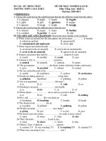 ĐỀ THI TRẮC NGHIỆM (LẦN II) Môn: Tiếng Anh – Khối 12 Năm học: 2010-2011 doc