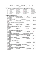 Đề kiểm tra chất lượng HKI Môn: Anh Văn - T8 doc