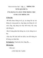 Giáo án tin học lớp 3 - Bài 1 : THÔNG TIN XUNG QUANH TA ỨNG DỤNG CỦA MÁY TÍNH TRONG VIỆC CUNG CẤP THÔNG TIN docx