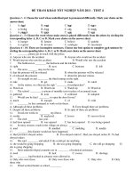 ĐỀ THAM KHẢO TỐT NGHIỆP NĂM 2011 - TEST 4 pptx