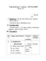 Giáo án lets go 1 - UNIT 2: LET’S LEARN Week: 10 pot