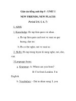 Giáo án tiếng anh lớp 5 - UNIT 1 NEW FRIENDS, NEW PLACES Period 2(4, 5, 6, 7) doc