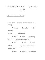 Giáo án tiếng anh lớp 5 - Test on English first term Period 33 pptx