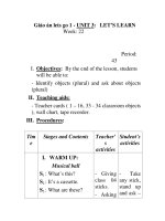 Giáo án lets go 1 - UNIT 3: LET’S LEARN Week: 22 Period: 43 pot