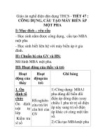 Giáo án nghề điện dân dụng THCS - TIẾT 47 : CÔNG DỤNG, CẤU TẠO MÁY BIẾN ÁP MỘT PHA potx