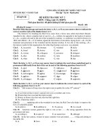 ĐỀ KIỂM TRA HỌC KỲ 2 MÔN : Tiếng Anh 12 (THPT) - Mã đề : 405 pps