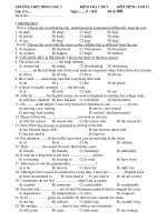 KIỂM TRA 1 TIẾT MÔN TIẾNG ANH 12 - Đề số: 001 pptx