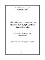 Phát triển kinh tế trang trại trên địa bàn huyện Lệ Thủy, tỉnh Quảng Bình