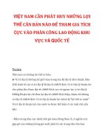 VIỆT NAM CẦN PHÁT HUY NHỮNG LỢI THẾ CĂN BẢN NÀO ĐỂ THAM GIA TÍCH CỰC VÀO PHÂN CÔNG LAO ĐỘNG KHU VỰC VÀ QUỐC TẾ pot