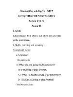 Giáo án tiếng anh lớp 5 - UNIT 9 ACTIVITIES FOR NEXT SUNDAY Section B (4-7) Period 46 potx