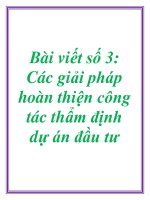 Bài viết số 3: Các giải pháp hoàn thiện công tác thẩm định dự án đầu tư potx