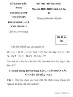 ĐỀ THI THỬ ĐẠI HỌC Môn thi: HOÁ HỌC Mã đề thi 299 SỞ GD-ĐT BẮC NINH TRƯỜNG THPT CHUYÊN BAN ppt