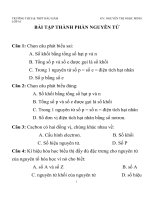 BÀI TẬP MÔN HÓA HỌC LỚP 10 CHUYÊN ĐỀ :THÀNH PHẦN NGUYÊN TỬ TRƯỜNG THCS & THPT BÀU HÀM ppsx