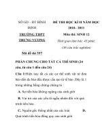 ĐỀ THI HỌC KÌ II MÔN SINH HỌC Mã đề thi 357 NĂM HỌC 2010-2011 SỞ GD – ĐT BÌNH ĐỊNH TRƯỜNG THPT TRƯNG VƯƠNG pptx