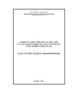 Nghiên cứu phát triển đầu tư trực tiếp của các doanh nghiệp Việt Nam vào lĩnh vực công nghiệp ở CHDCND Lào