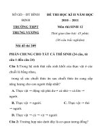 ĐỀ THI HỌC KÌ II MÔN SINH HỌC NĂM HỌC 2010 Mã đề thi 209 SỞ GD – ĐT BÌNH ĐỊNH TRƯỜNG THPT TRƯNG VƯƠNG pot