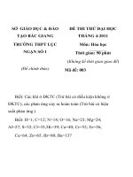 ĐỀ THI THỬ ĐẠI HỌC THÁNG 4-2011 MÔN HÓA HỌC Mã đề: 003 SỞ GIÁO DỤC & ĐÀO TẠO BẮC GIANG TRƯỜNG THPT LỤC NGẠN SỐ 1 docx