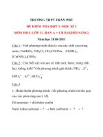 ĐỀ KIỂM TRA HỌC KÌ I MÔN HOÁ LỚP 11 TRƯỜNG THPT TRẦN PHÚ pot