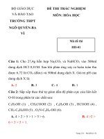 ĐỀ THI TRẮC NGHIỆM MÔN: HÓA HỌC Mã đề thi HH-01 BỘ GIÁO DỤC VÀ ĐÀO TẠO TRƯỜNG THPT NGÔ QUYỀN-BA VÌ pps