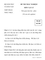 ĐỀ THI TRẮC NGHIỆM MÔN VẬT LÝ THPT PHAN THÚC TRỰC Mã đề thi 209 ppsx