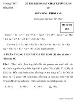 ĐỀ THI KHẢO SÁT CHẤT LƯỢNG LẦN (I) MÔN HÓA HỌC KHỐI A Trường THPT Hồng lĩnh ppt