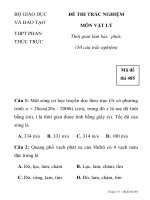 ĐỀ THI TRẮC NGHIỆM MÔN VẬT LÝ THPT PHAN THÚC TRỰC Mã đề thi 485 ppt