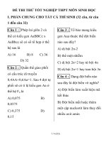 ĐỀ THI THỬ TỐT NGHIỆP THPT MÔN SINH HỌC TRƯỜNG THPT ĐÔ LƯƠNG 2 docx