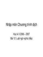 Nhập môn Chương trình dịch - Bài 12 pps