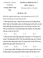ĐỀ KIỂM TRA ĐỊNH KÌ LẦN 4 MÔN HÓA HỌC Sở giáo dục - đào tạo hảI phòng Trường THPT Vĩnh Bảo pptx