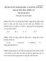 ĐỀ THI TUYỂN SINH ĐẠI HỌC, CAO ĐẲNG NĂM 2011 Môn thi: HOÁ HỌC THI THỬ LẦN 3 TRƯỜNG THPT PHAN THÚC TRỰC potx