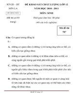 ĐỀ KHẢO SÁT CHẤT LƯỢNG LỚP 12 NĂM HỌC 2010-2011 MÔN SINH HỌC Mã đề thi 707 SỞ GD – ĐT SƠN LA pptx
