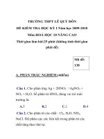 ĐỀ KIỂM TRA MÔN HOÁ HỌC MÃ ĐỀ 138 Trường THPT Lê Quý Đôn ppsx