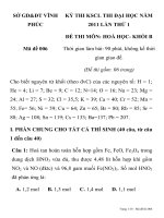 KỲ THI KSCL THI ĐẠI HỌC NĂM 2011 LẦN THỨ 1 ĐỀ THI MÔN: HOÁ HỌC Mã đề 006 SỞ GD&ĐT VĨNH PHÚC pps